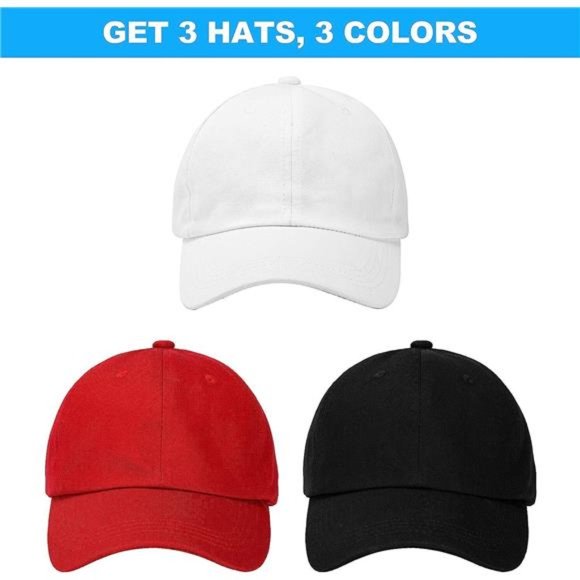 3PCS Classic Baseball Cap, Dad Hat Fits Men Women, All Cotton Made, Adjustable - Picture 3 of 7